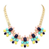 South Of France Neon Stone Mix Bloom Necklace 